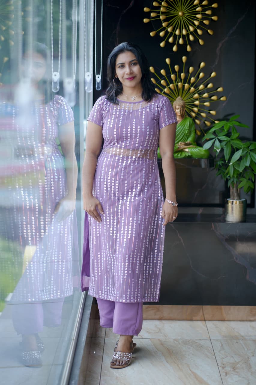 Georgette Slitted Kurti 2 Piece Set