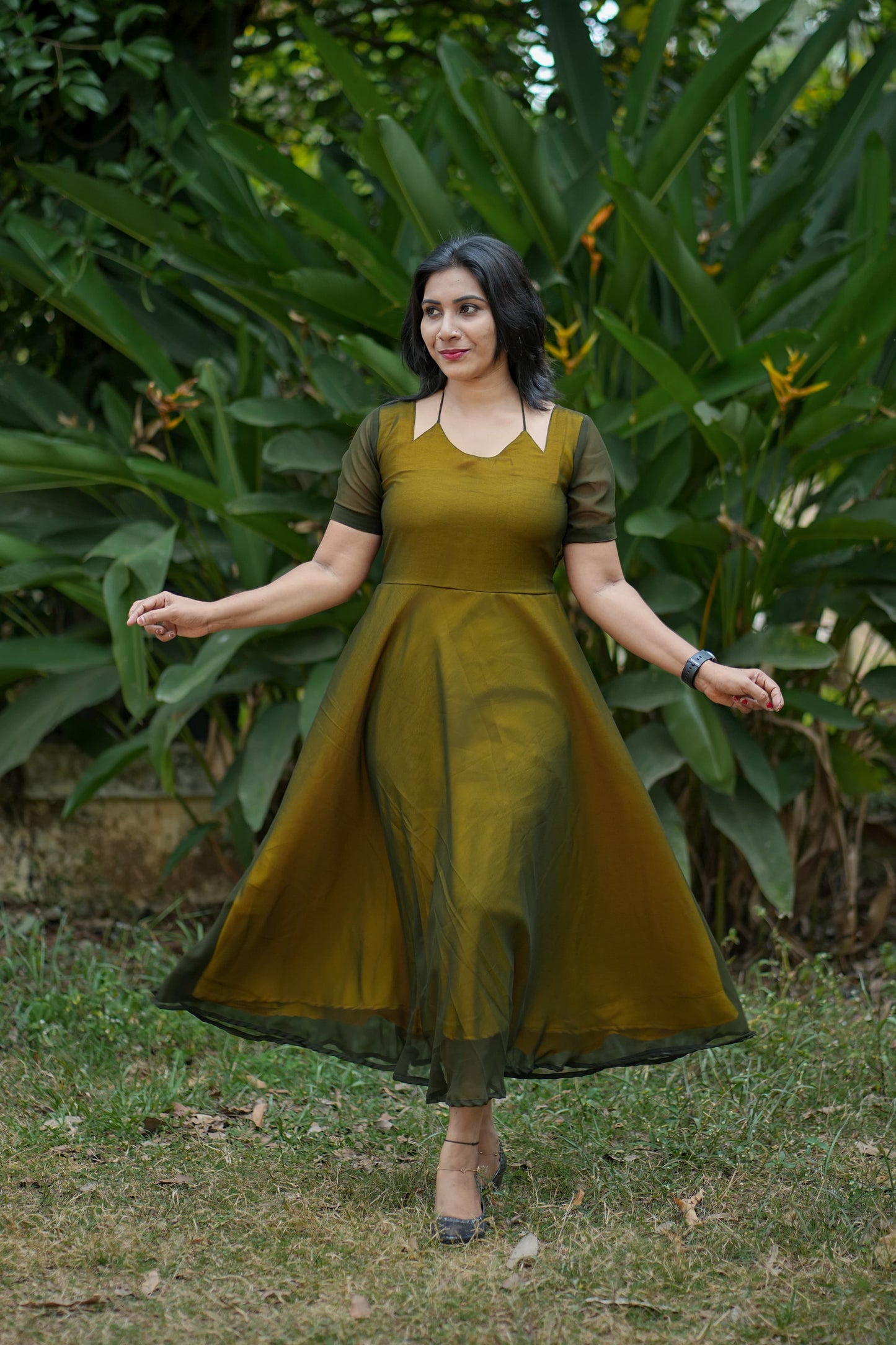 Georgette and Crape Designer Umbrella Frock