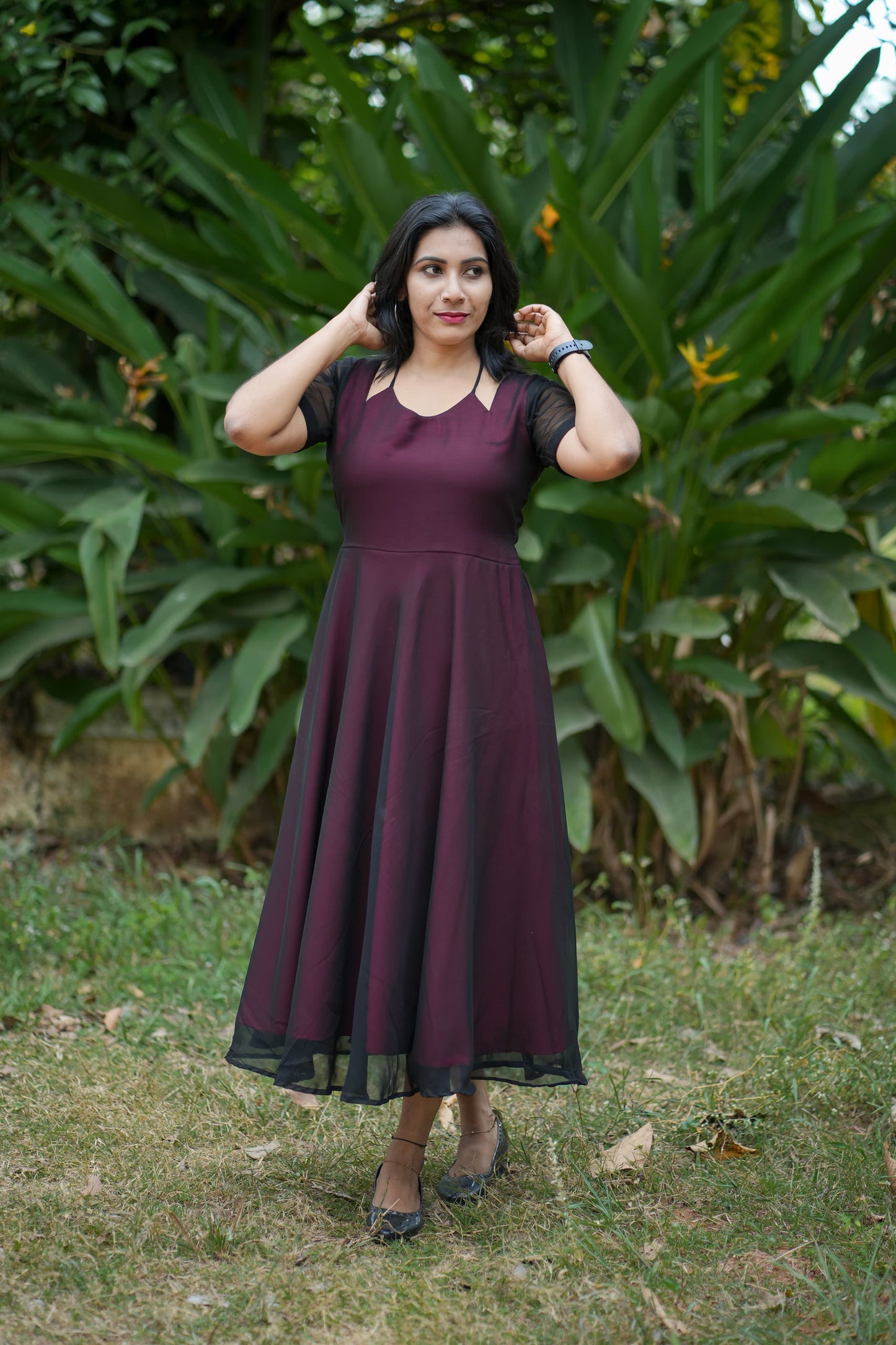 Georgette and Crape Designer Umbrella Frock