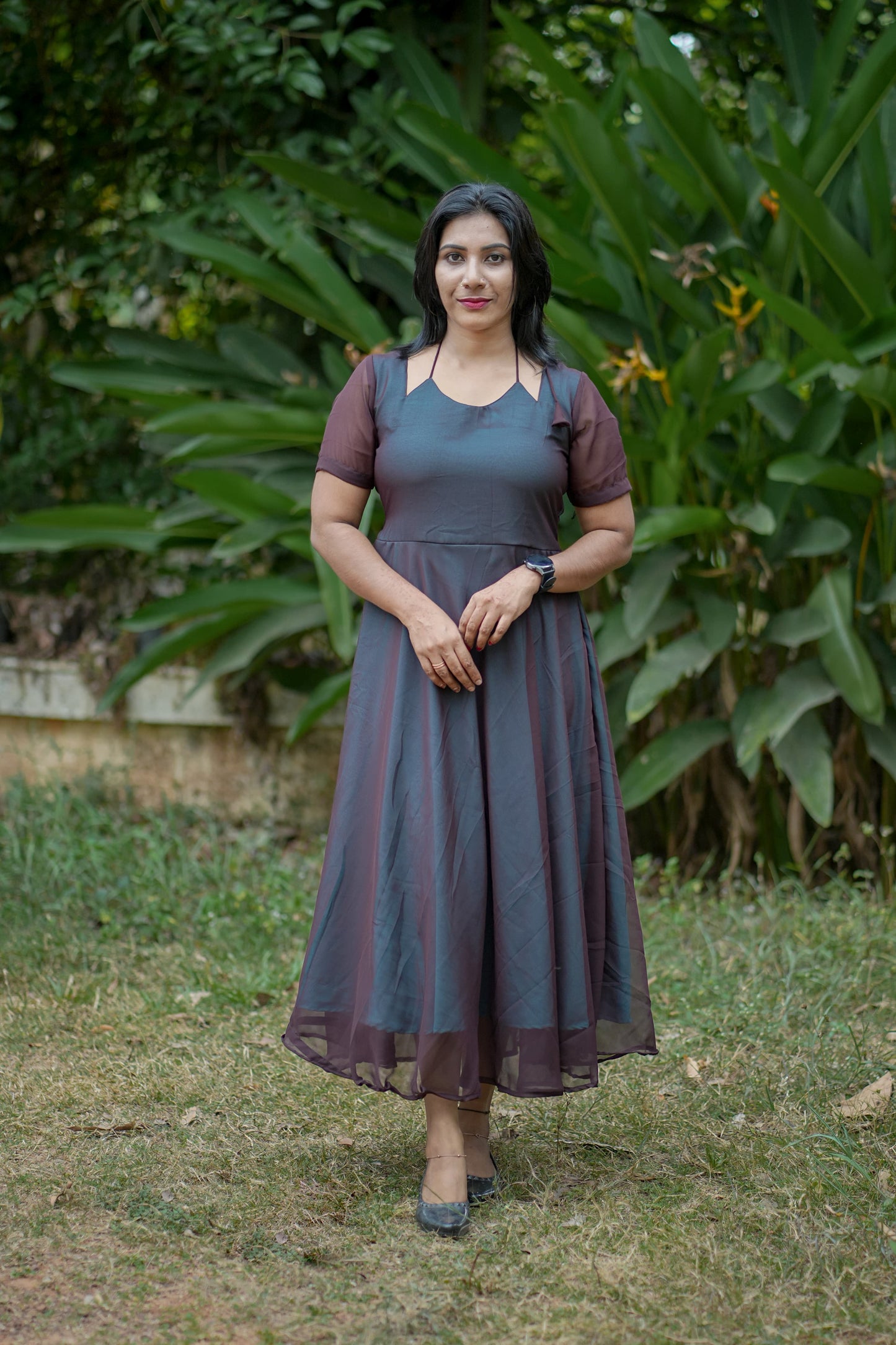 Georgette and Crape Designer Umbrella Frock