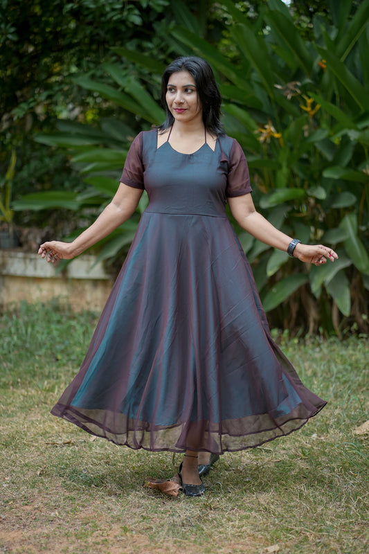 Georgette and Crape Designer Umbrella Frock