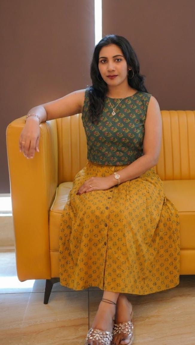 Ethnic Print Cotton Midi Skirt & Top