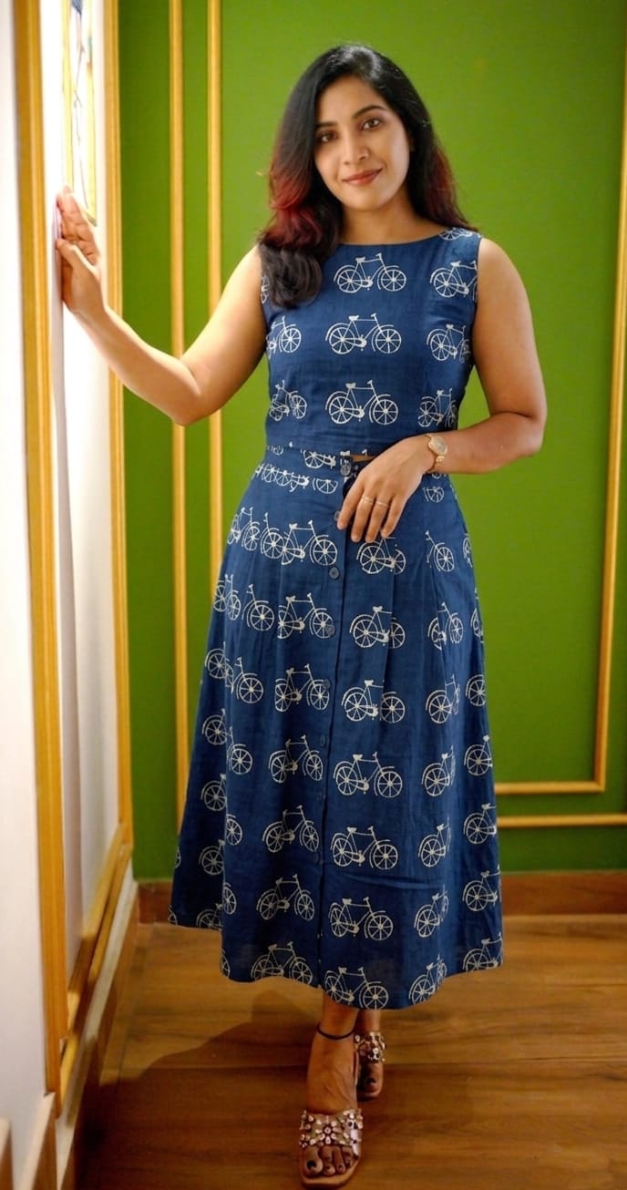 Ethnic Print Cotton Midi Skirt & Top