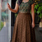 Elegant Ethnic Brocade Skirt and Crop Top Set with Golden Booti Work
