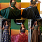 Elegant Ethnic Brocade Skirt and Crop Top Set with Golden Booti Work