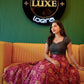 Elegant Ethnic Brocade Skirt and Crop Top Set with Golden Booti Work