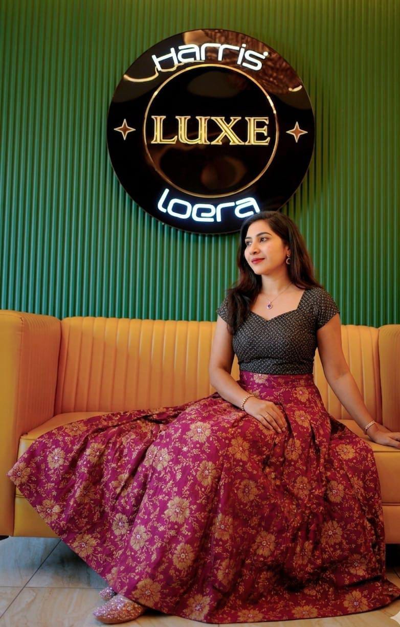 Elegant Ethnic Brocade Skirt and Crop Top Set with Golden Booti Work