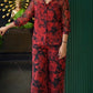 Crimson Floral Georgette Co-ord Set