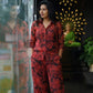 Crimson Floral Georgette Co-ord Set