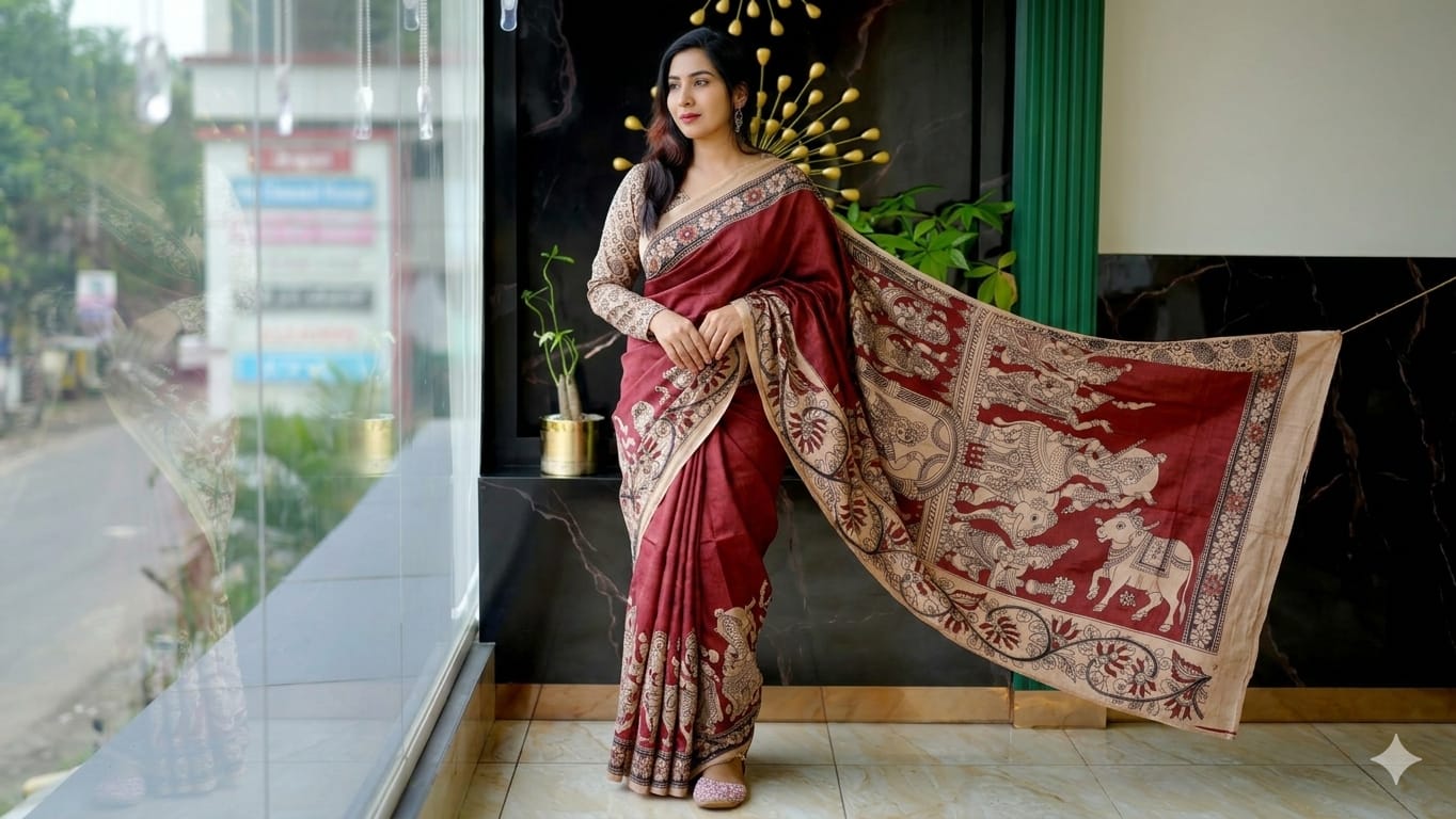 Pure pen kalamkari cotten sarees collection